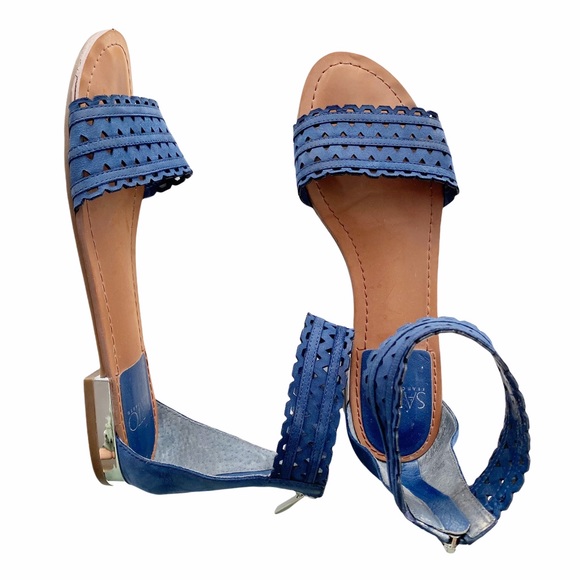 Franco Sarto Shoes - FRANCO SARTO blue leather ankle strap sandals